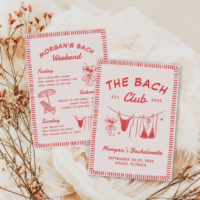 Hand Drawn Coastal Bachelorette Weekend Itinerary Invitation (Creator Uploaded)