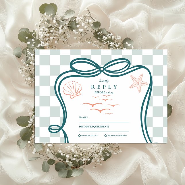 Hand-Drawn Coastal Wedding RSVP Card (Creator Uploaded)