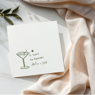 Hand Drawn Cocktail Glass Wedding Napkins