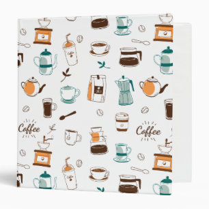 Hand Drawn Coffee and Cafe Pattern Binder