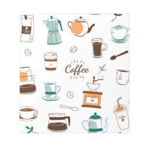 Hand Drawn Coffee and Cafe Pattern Notepad