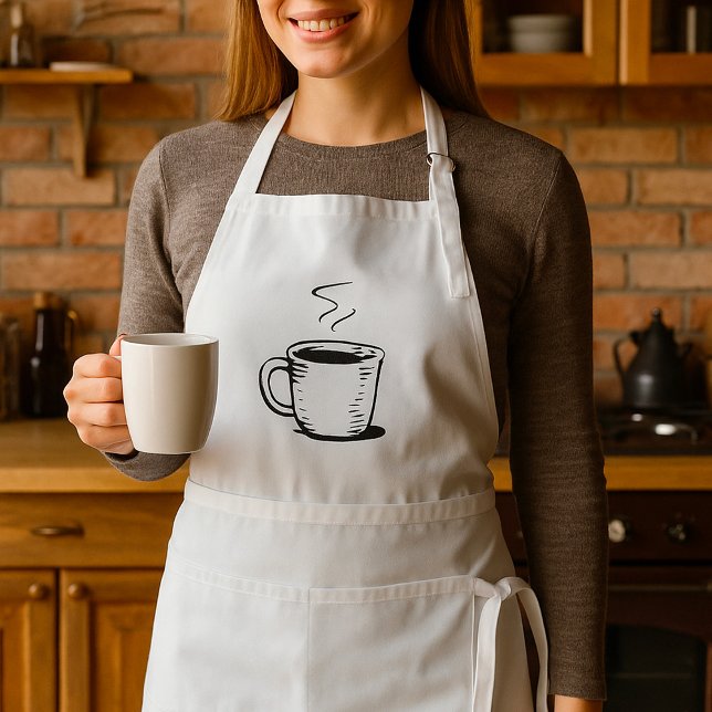 Hand Drawn Coffee Mug Sketch Minimalist Standard Apron (Creator Uploaded)