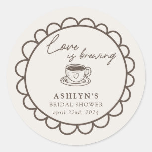 Hand Drawn Coffee Theme Bridal Shower Sticker