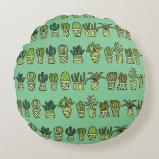 Hand-drawn collection with cactus doodles. Plants  Round Pillow