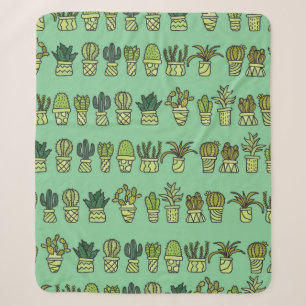 Hand-drawn collection with cactus doodles. Plants  Sherpa Blanket