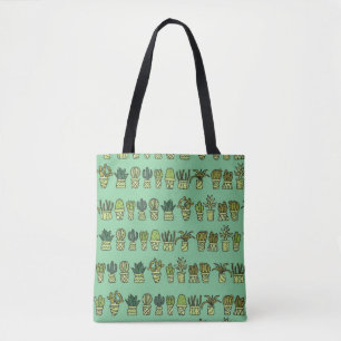 Hand-drawn collection with cactus doodles. Plants Tote Bag