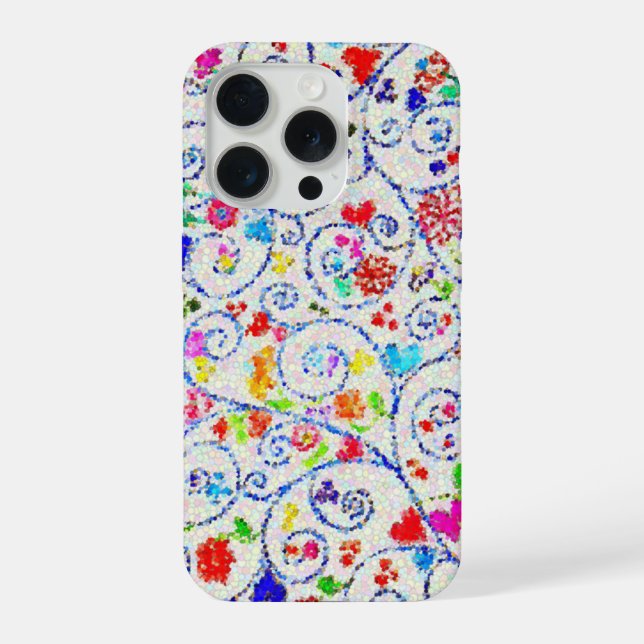 Hand Drawn Colorful Floral Swirl Pattern iPhone Case (Back)
