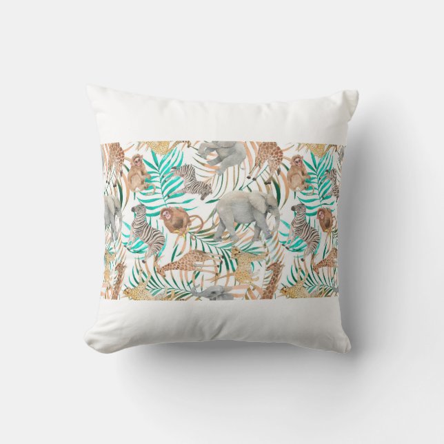 Hand drawn colorful seamless pattern with watercol throw pillow (Front)