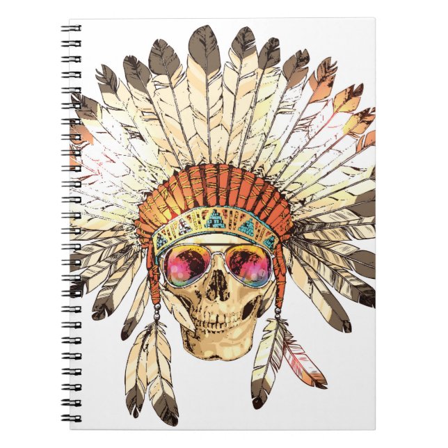 Hand Drawn Colour Native American Indian Headdress Notebook (Front)