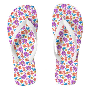 Hand Drawn Colourful Exotic Floral Pattern-70703 Flip Flops