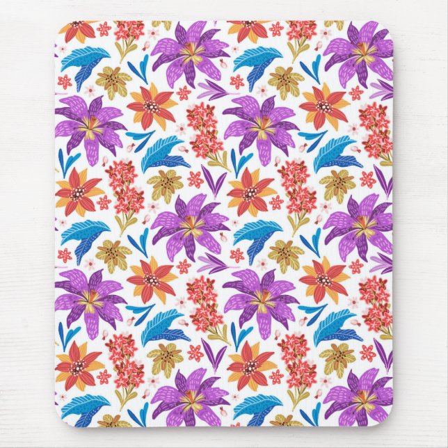 Hand Drawn Colourful Exotic Floral Pattern-70703 Mouse Pad (Front)