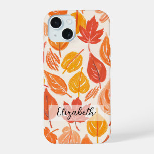 Hand Drawn Colourful Fall Leaves Autumn iPhone 15 Case