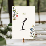 Hand Drawn Colourful Floral Bridal Shower Table Number<br><div class="desc">Quirky and whimsical table number with a colourful flower doodle design,  accompanied by a casual,  handwritten font.</div>