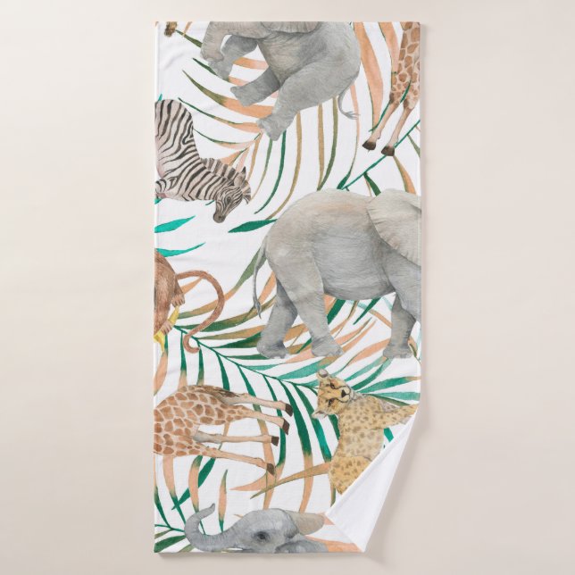 Hand drawn colourful seamless pattern with waterco bath towel (Bath Towel)