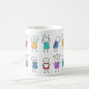 Hand-Drawn Colourful Stickman Set Coffee Mug