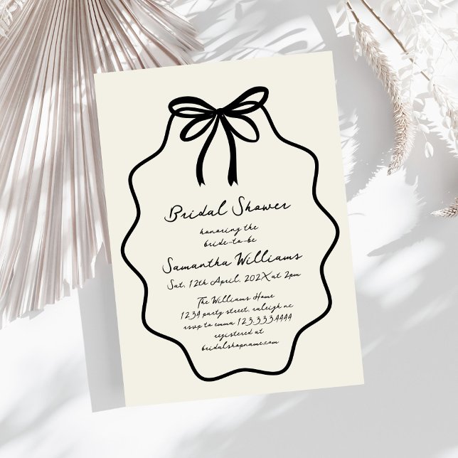 Hand Drawn Coquette Bow Bridal Shower Invitation (Creator Uploaded)