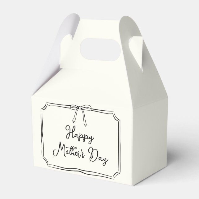 Hand Drawn Coquette Bow Happy Mother's Day Gift Favor Box (Front Side)