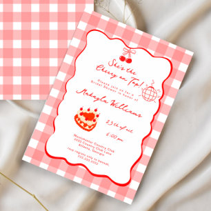 Hand-Drawn Coquette Cherry on Top Bridal Shower Invitation