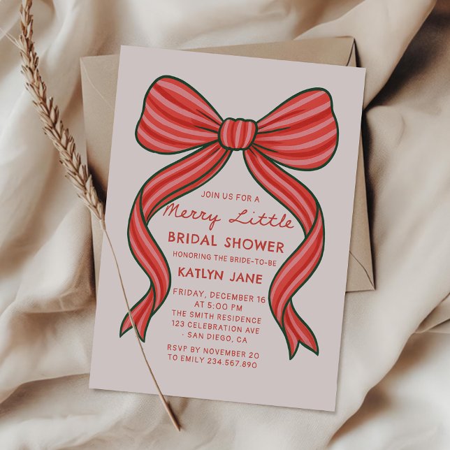 Hand Drawn Coquette Christmas Bridal Shower  Invitation (Creator Uploaded)