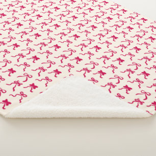 Hand-Drawn Coquette Red Bows Ribbon Valentine Sherpa Blanket