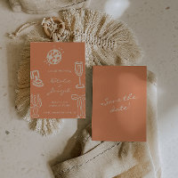 Hand Drawn Coral Romantic Whimsical Wedding