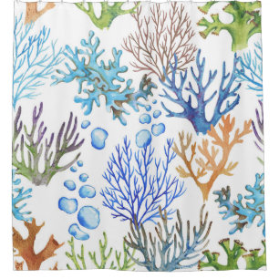Hand-drawn corals: underwater sea pattern.