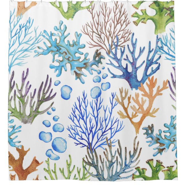 Hand-drawn corals: underwater sea pattern. (Front)