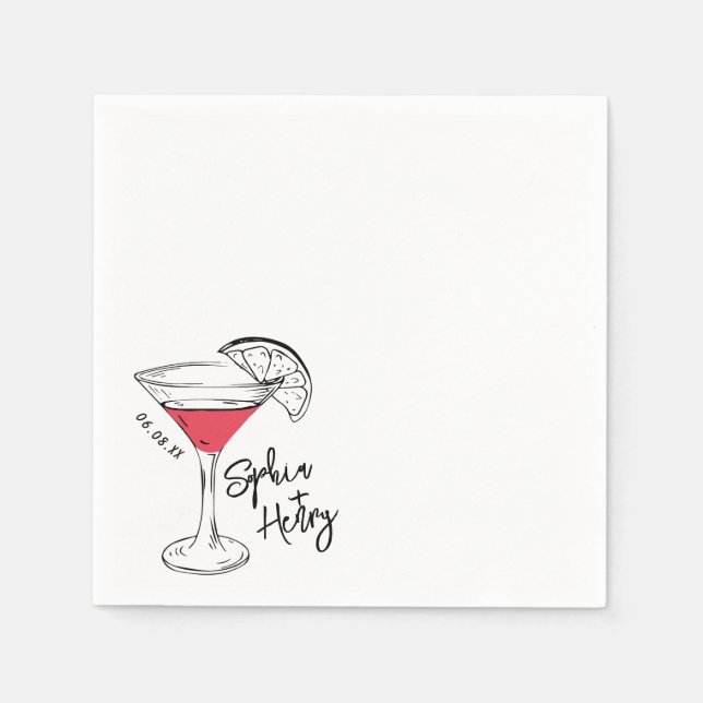 Hand Drawn Cosmopolitan Cocktail  Napkin (Front)