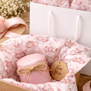 Hand Drawn Cottagecore Pink Stripe Strawberry Tissue Paper