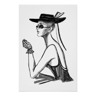 Hand Drawn Couture Fashion Model Poster