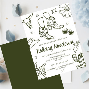 hand drawn Cowboy Boots Holiday Celebration, Invitation