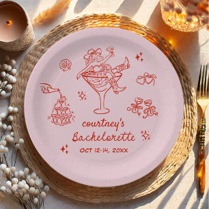 Hand Drawn Cowgirl Bachelorette Weekend Paper Plate