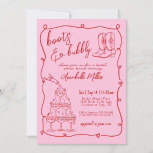 Hand Drawn Cowgirl Country Bridal Shower Invitation