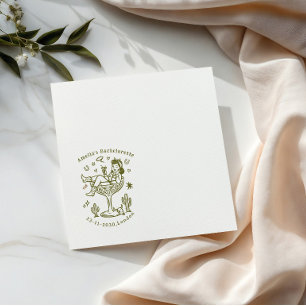 Hand Drawn Cowgirl Glass Wedding Napkins. Napkin