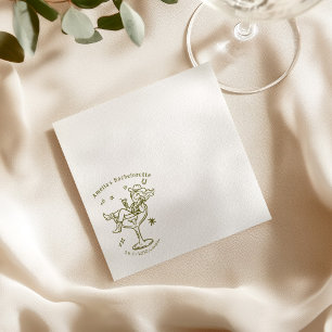 Hand Drawn Cowgirl Glass Wedding Napkins. Napkin