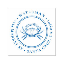 Hand-drawn Crab | Round Nautical Return Address