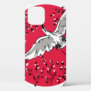 Hand drawn Crane bird, Graphic illustration bird a iPhone 12 Case
