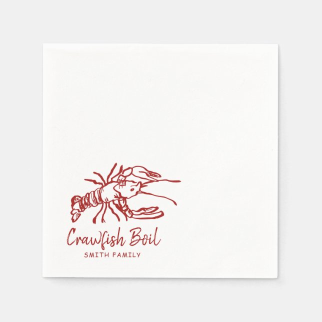Hand Drawn Crawfish Boil party Napkin (Front)