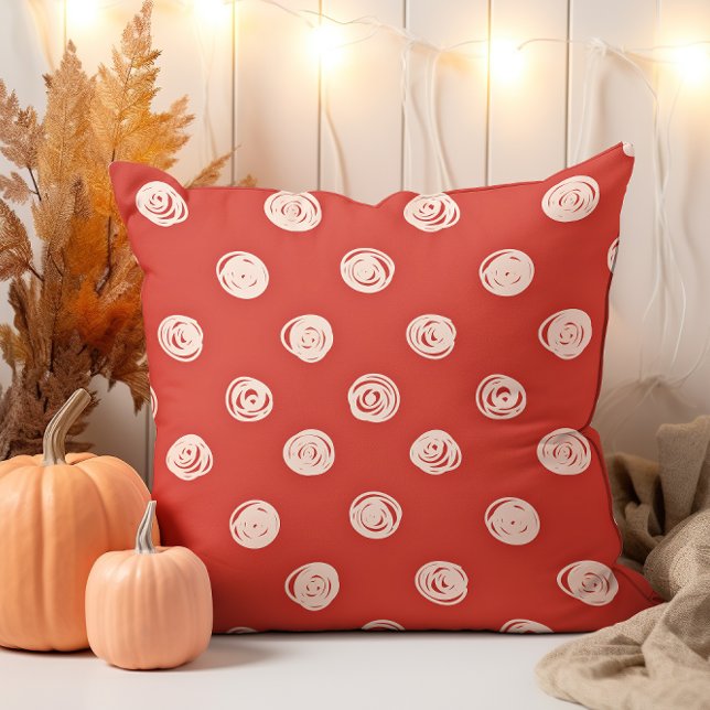 Hand Drawn Cream Polka Dot  Throw Pillow (Creator Uploaded)