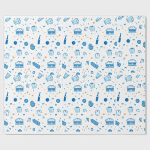 Hand Drawn Cricket Doodle Seamless Pattern Fun Spo Wrapping Paper