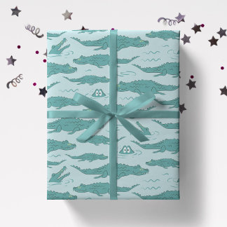 Hand Drawn Crocodile Alligator Wild Animal Boy Wrapping Paper
