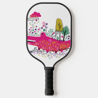 Hand Drawn Crocodile Wild Art Pickleball Paddle