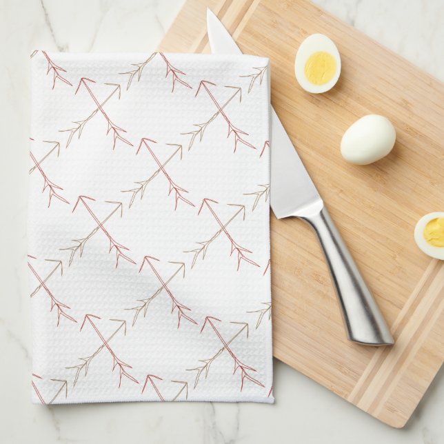 Hand Drawn Crossed Arrow Pattern Kitchen Towel (Quarter Fold)
