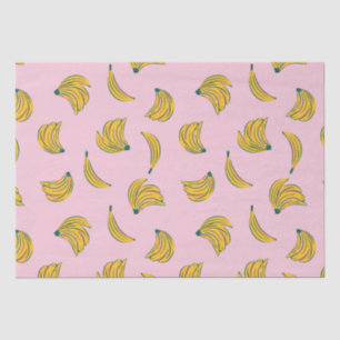 Hand drawn cute banana pattern in pink background tissue paper