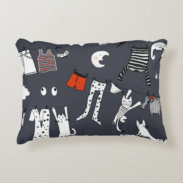 Hand drawn cute cartoon seamless pattern illustrat accent pillow (Front)