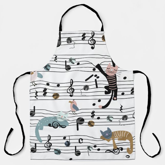 Hand drawn cute cartoon seamless pattern illustrat apron (Front)