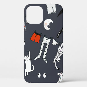 Hand drawn cute cartoon seamless pattern illustrat iPhone 12 case