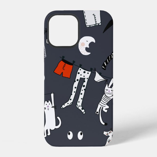 Hand drawn cute cartoon seamless pattern illustrat iPhone case (Back)