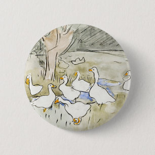 Hand Drawn Cute Duck Photos White Duck Clipart Fam 2 Inch Round Button