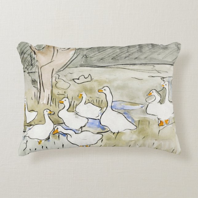 Hand Drawn Cute Duck Photos White Duck Clipart Fam Accent Pillow (Front)